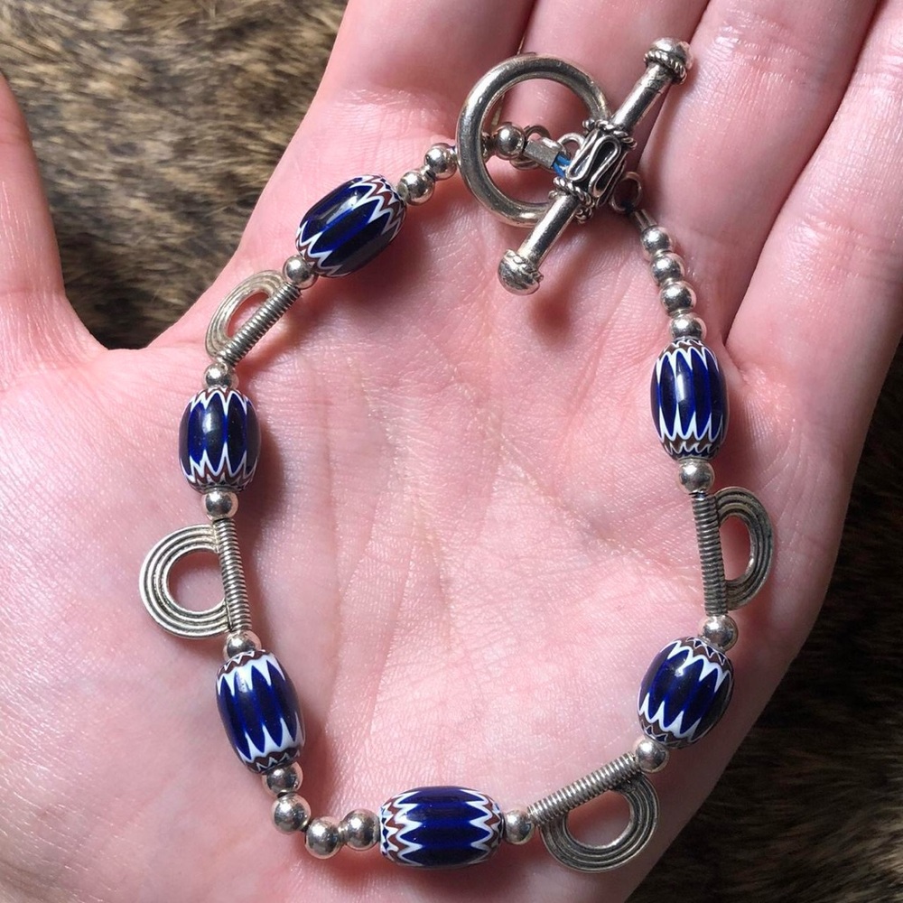 Vintage sterling silver trade bead bracelet